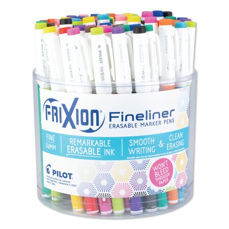 Pilot FriXion Erasable Stick Marker Pen, 0.6 mm, Assorted Ink/Barrel, 72/Tub PIL12317